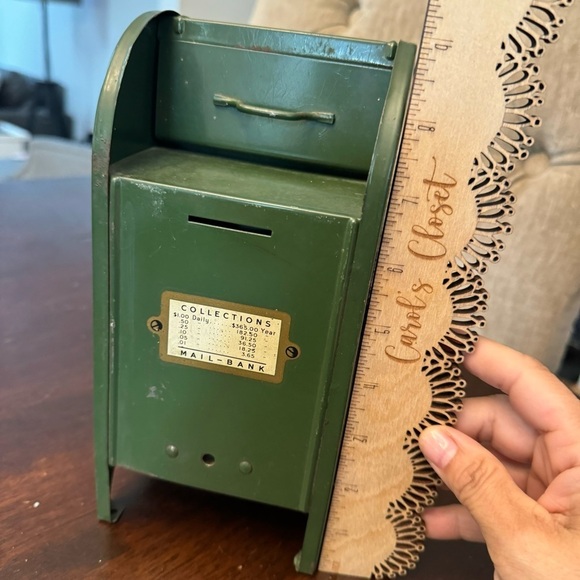Vintage Mailbox Bank All American 9" Tall Steel Collection Box 1950/60s Green - Picture 8 of 16